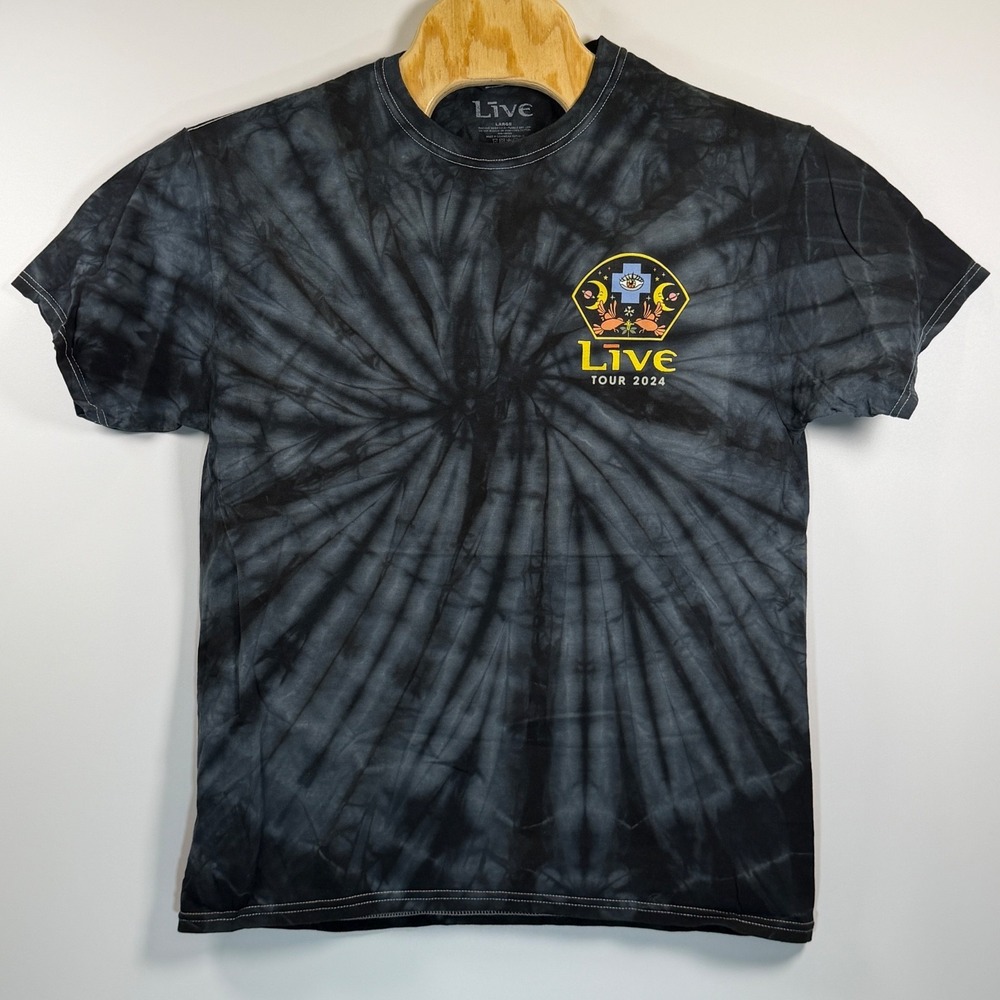 Live 2024 Tour Black Tie Dye T-Shirt Unisex Large Short Sleeve NWOT Band Tee